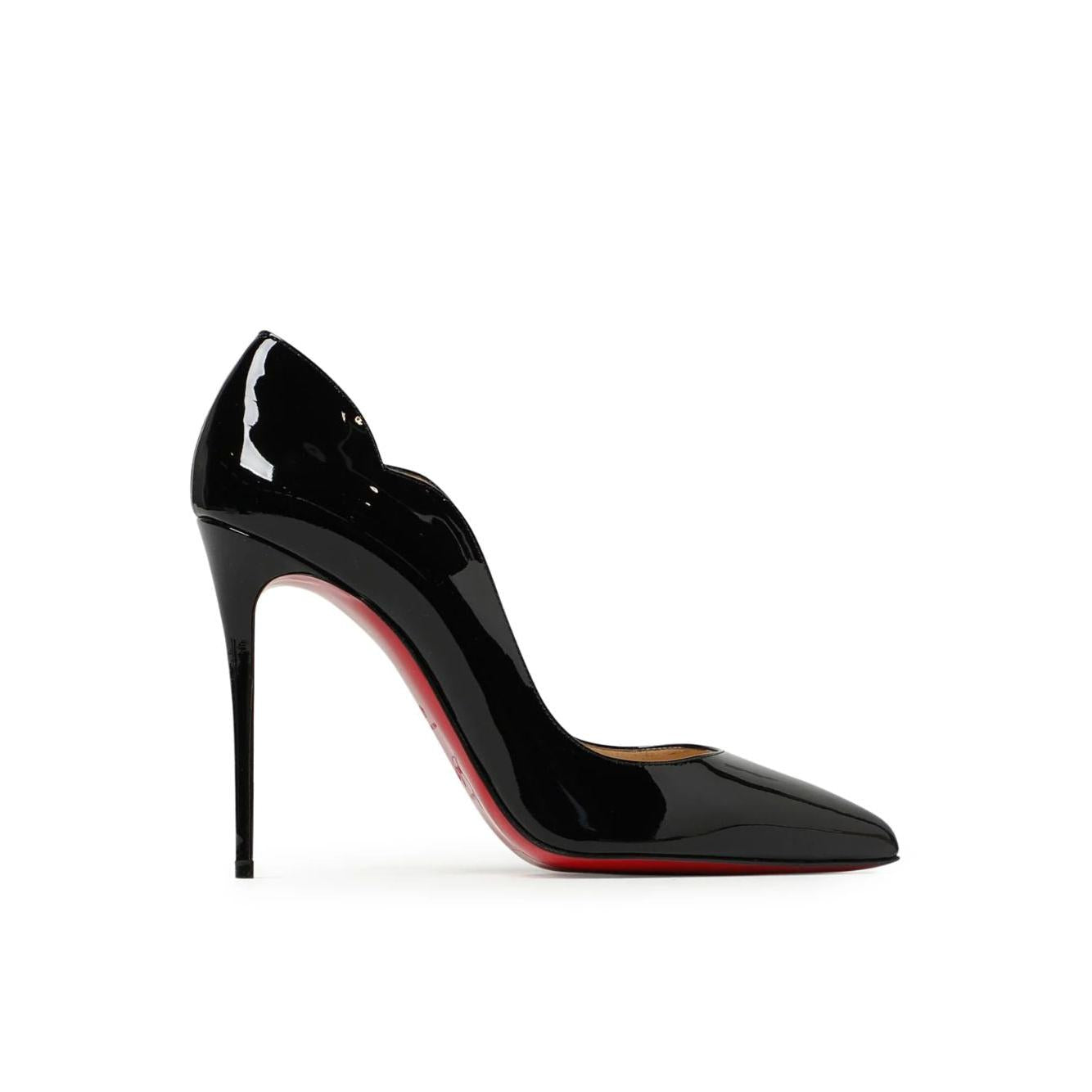 Christian Louboutin Black Patent Leather Hot Chick Pumps 100