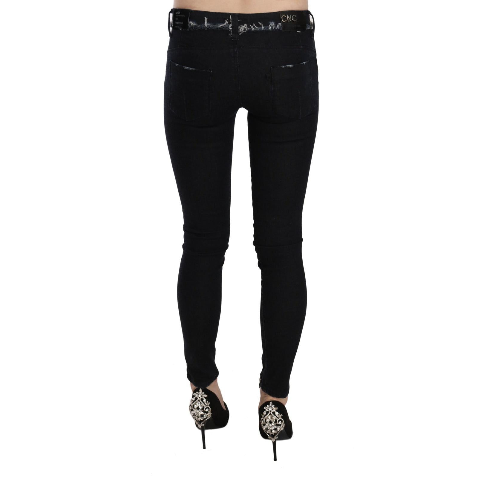 Costume National Black Low Waist Zipper Leg Skinny Denim Jeans