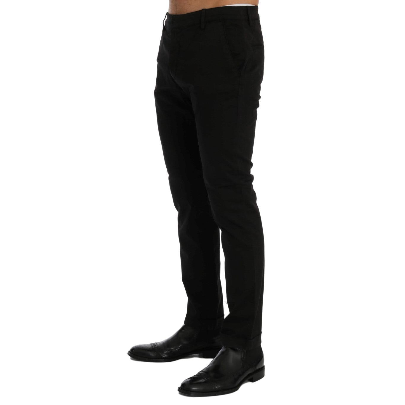 Costume National Black Slim Fit Cotton Stretch Pants