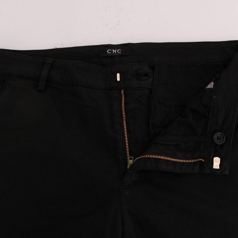 Costume National Black Slim Fit Cotton Stretch Pants