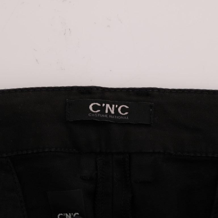 Costume National Black Slim Fit Cotton Stretch Pants