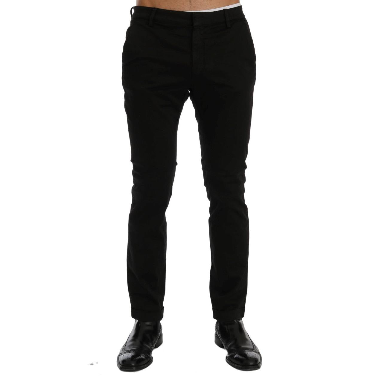 Costume National Black Slim Fit Cotton Stretch Pants