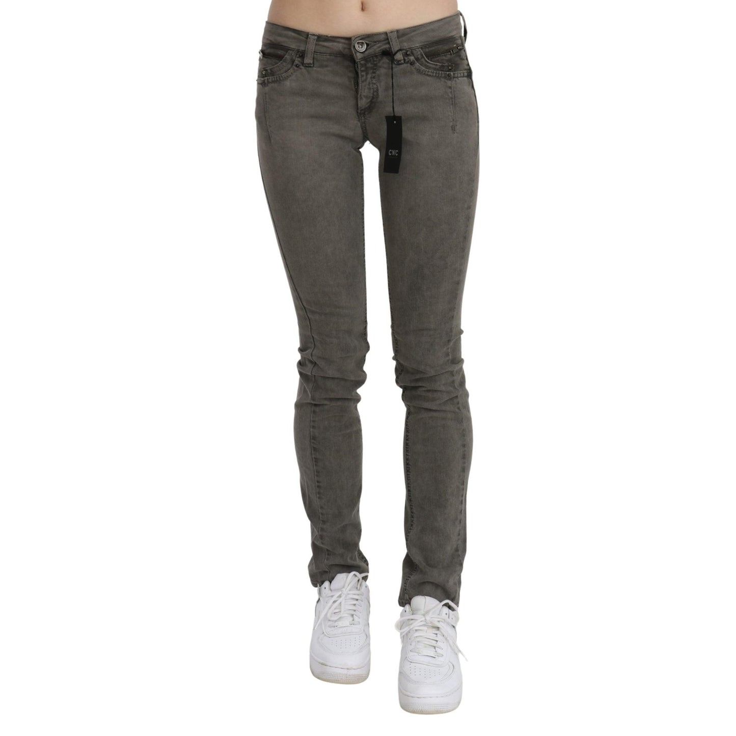 Costume National Gray Low Waist Skinny Denim Cotton Jeans