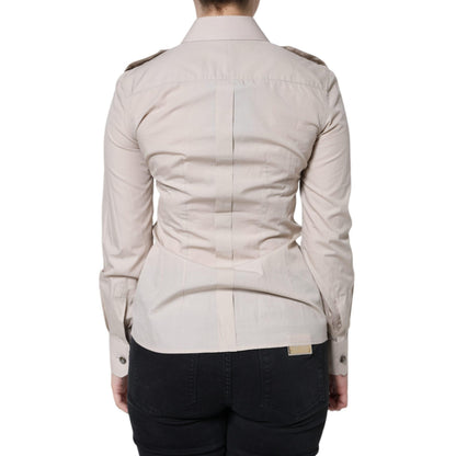Dolce & Gabbana Beige Cotton Collared Button Down Shirt Top