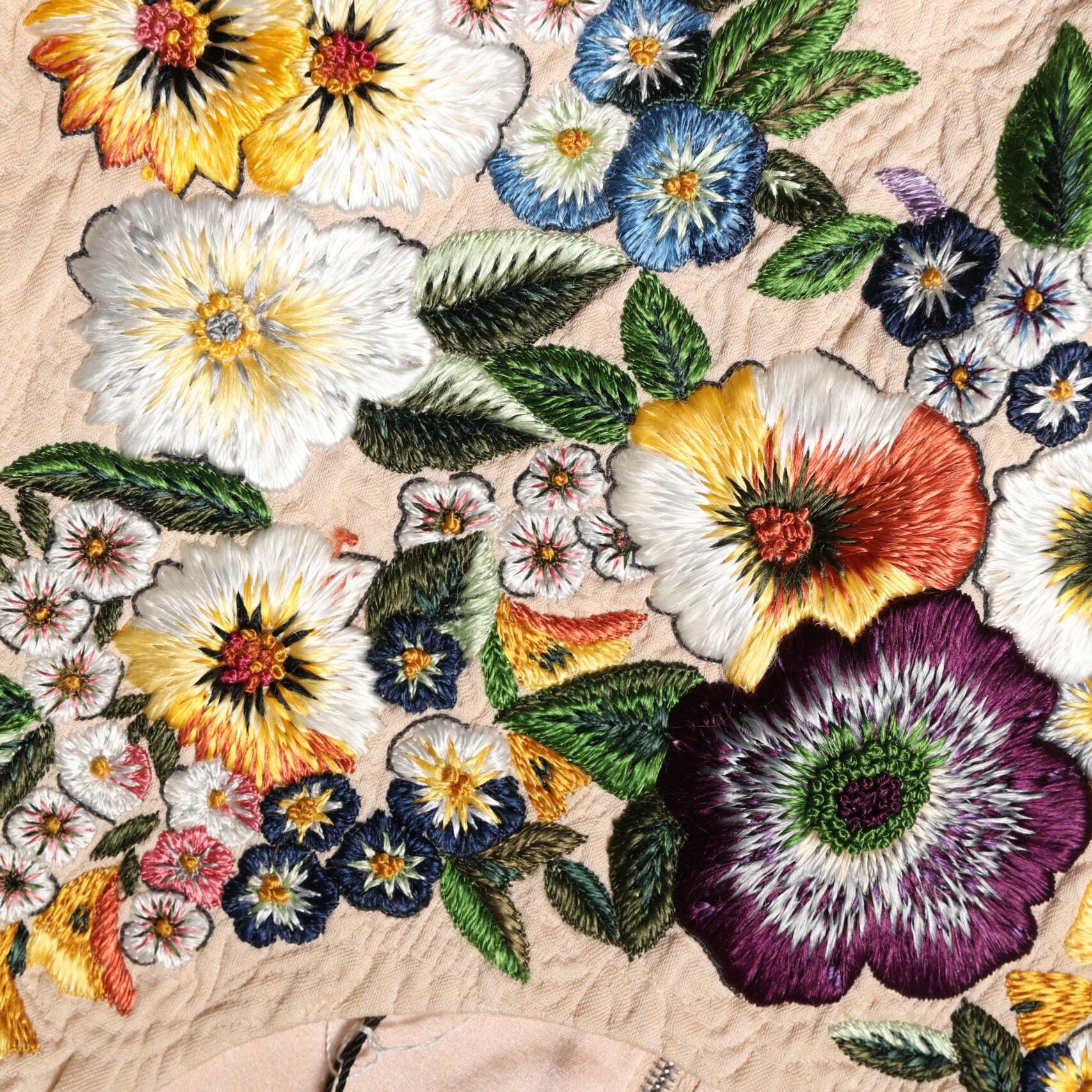 Dolce & Gabbana Beige Floral Embroidery Sleeveless Tank Top