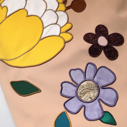 Dolce & Gabbana Beige Floral High Waist Pencil Cut Skirt