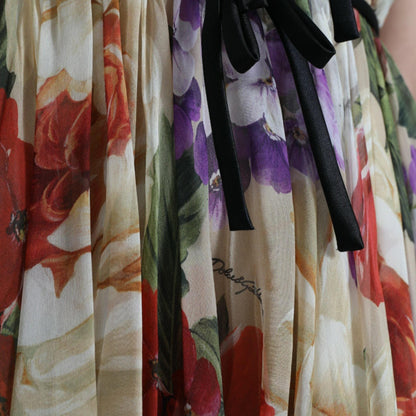 Dolce & Gabbana Beige Floral Sleeveless A-line Mini Dress