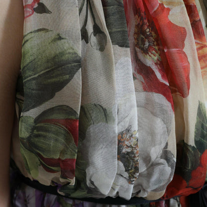 Dolce & Gabbana Beige Floral Sleeveless A-line Mini Dress