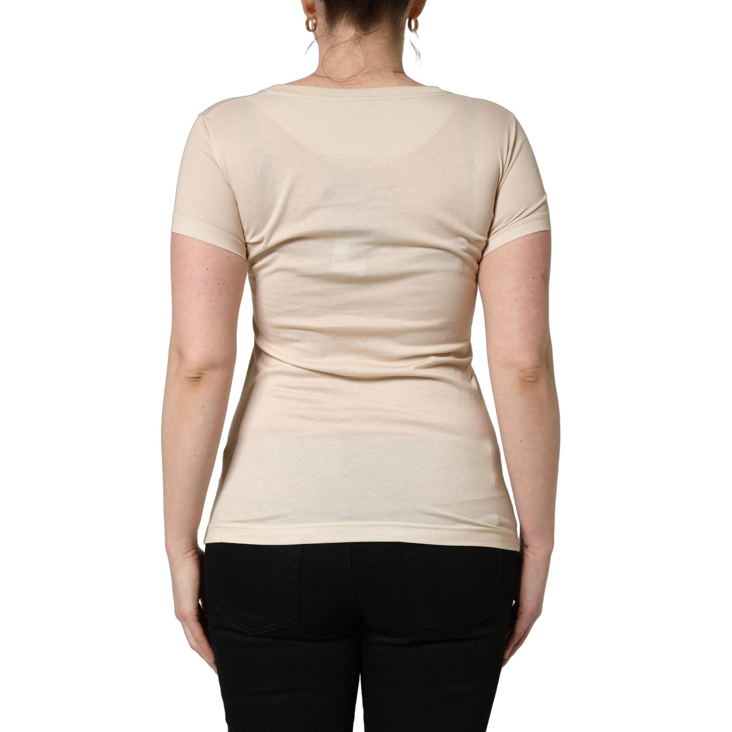 Dolce & Gabbana Beige Jungle Print Cotton Round Neck T-Shirt