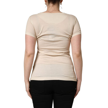 Dolce & Gabbana Beige Jungle Print Cotton Round Neck T-Shirt