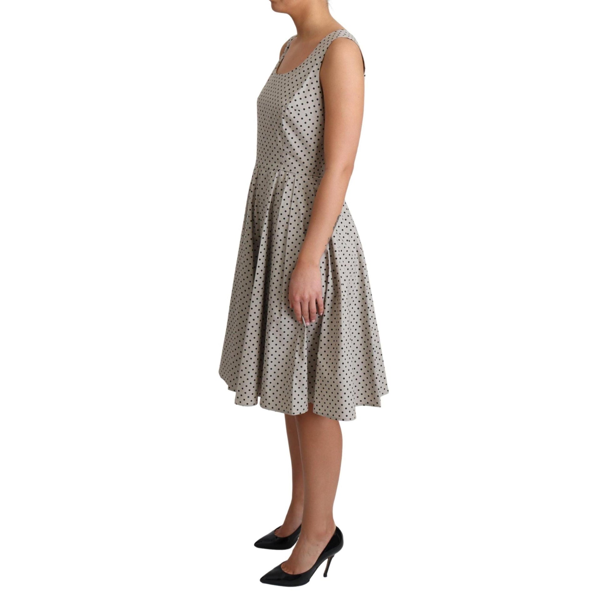 Dolce & Gabbana Beige Polka Dotted Cotton A-Line Dress