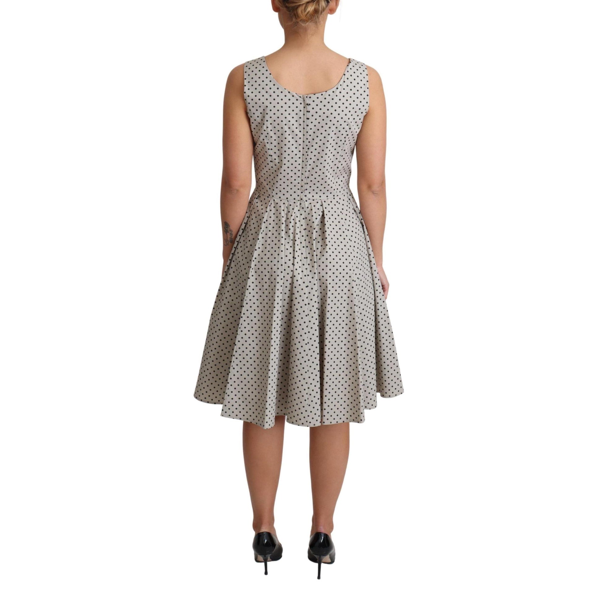 Dolce & Gabbana Beige Polka Dotted Cotton A-Line Dress