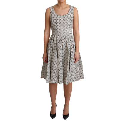 Dolce & Gabbana Beige Polka Dotted Cotton A-Line Dress