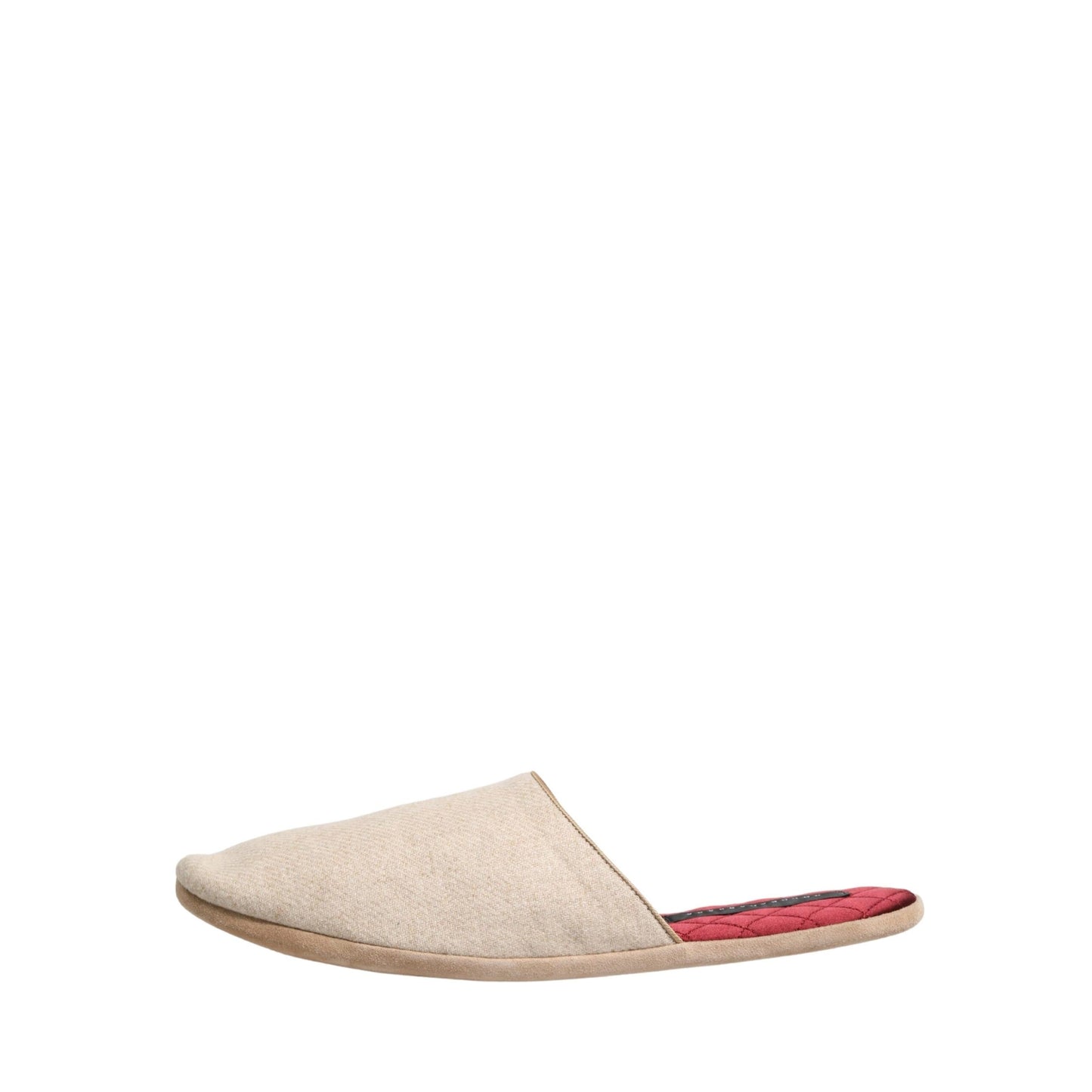 Dolce & Gabbana Beige Shetland Wool Red Quilted Slippers Shoes