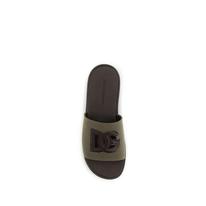 Dolce & Gabbana Bicolor Cotton Flat Sandals