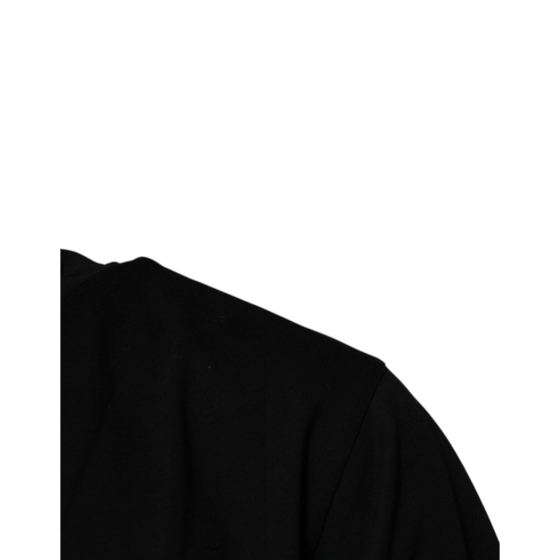Dolce & Gabbana Black Amore Leopard Cotton Crew Neck T-shirt