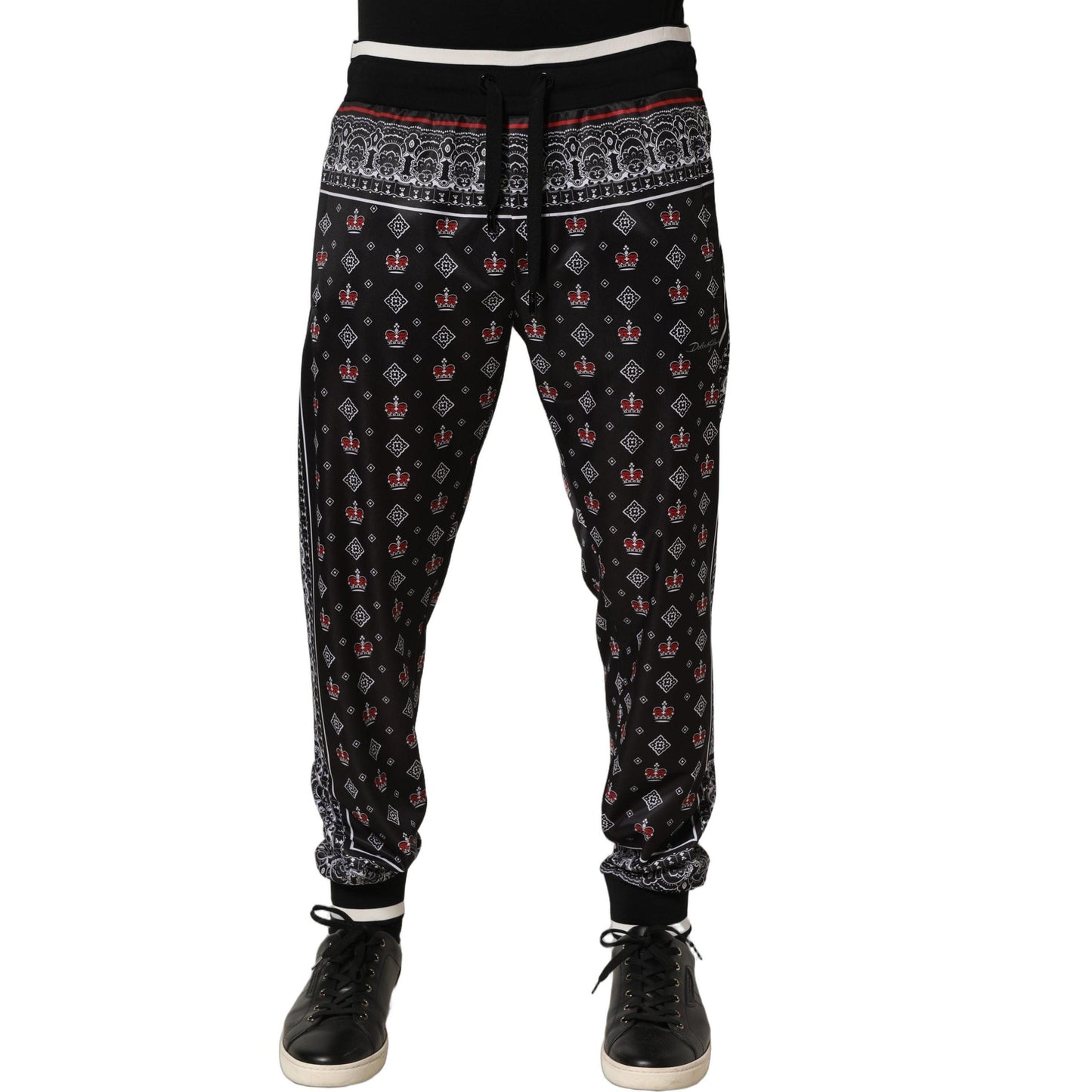Dolce & Gabbana Black Bandana Crown Jogger Men Trouser Pants