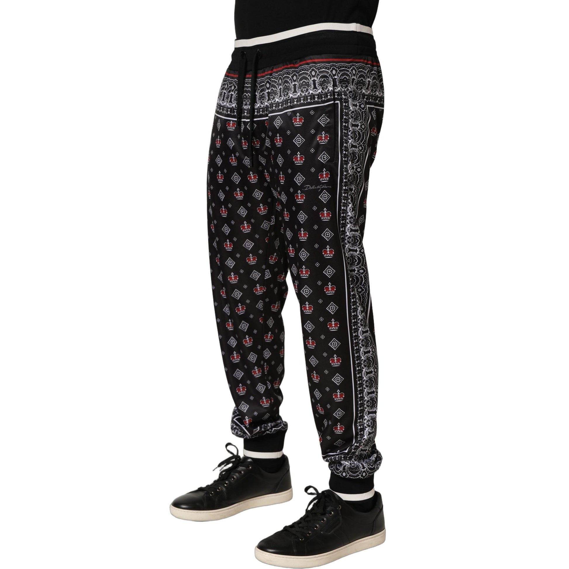 Dolce & Gabbana Black Bandana Crown Jogger Men Trouser Pants