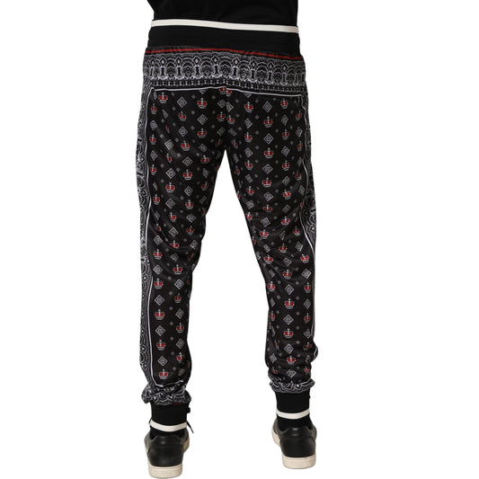 Dolce & Gabbana Black Bandana Crown Jogger Men Trouser Pants