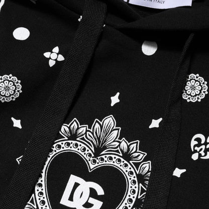 Dolce & Gabbana Black Bandana Hooded Men Sweatshirt Sweater
