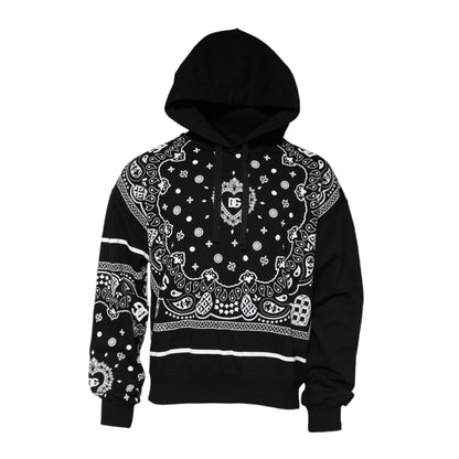 Dolce & Gabbana Black Bandana Hooded Men Sweatshirt Sweater