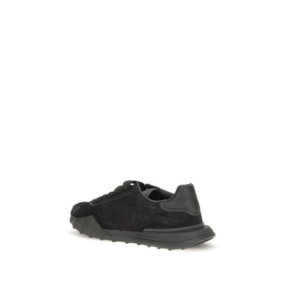 Dolce & Gabbana Black Calf Leather Bos Taurus Chunky Sneakers