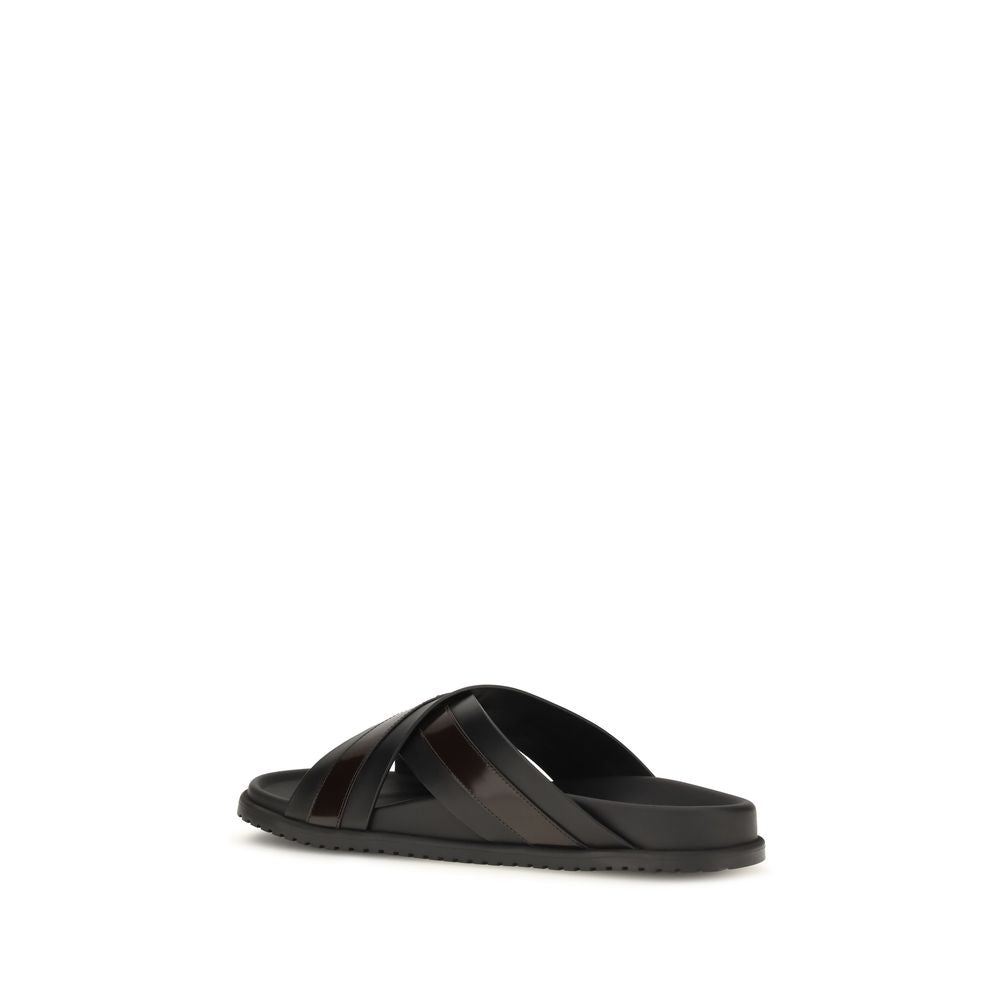 Dolce & Gabbana Black Calf Leather Bos Taurus Sandals