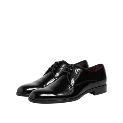 Dolce & Gabbana Black Calfskin Leather Derby Dress Shoes