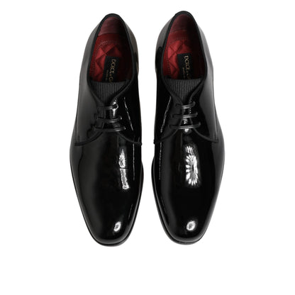 Dolce & Gabbana Black Calfskin Leather Derby Dress Shoes