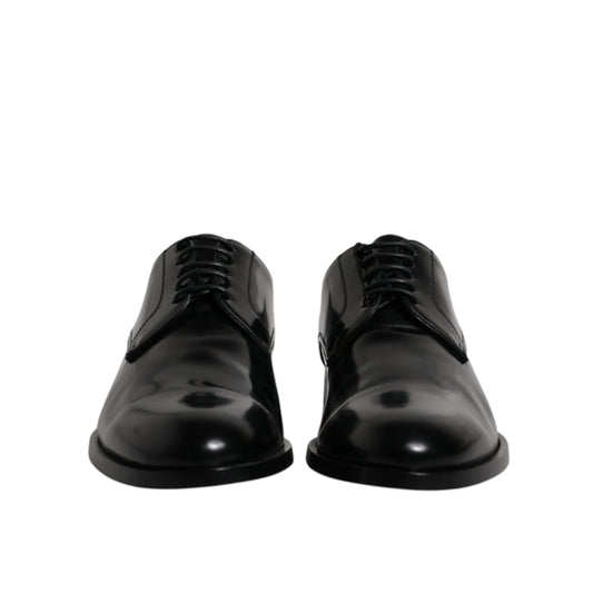 Dolce & Gabbana Black Calfskin Leather Derby Lace Up Formal Dress Shoes