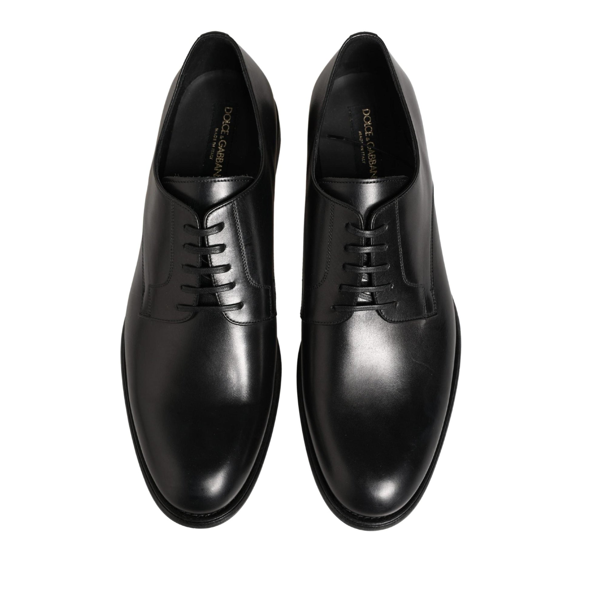 Dolce & Gabbana Black Calfskin Leather Derby Men Dress Shoes