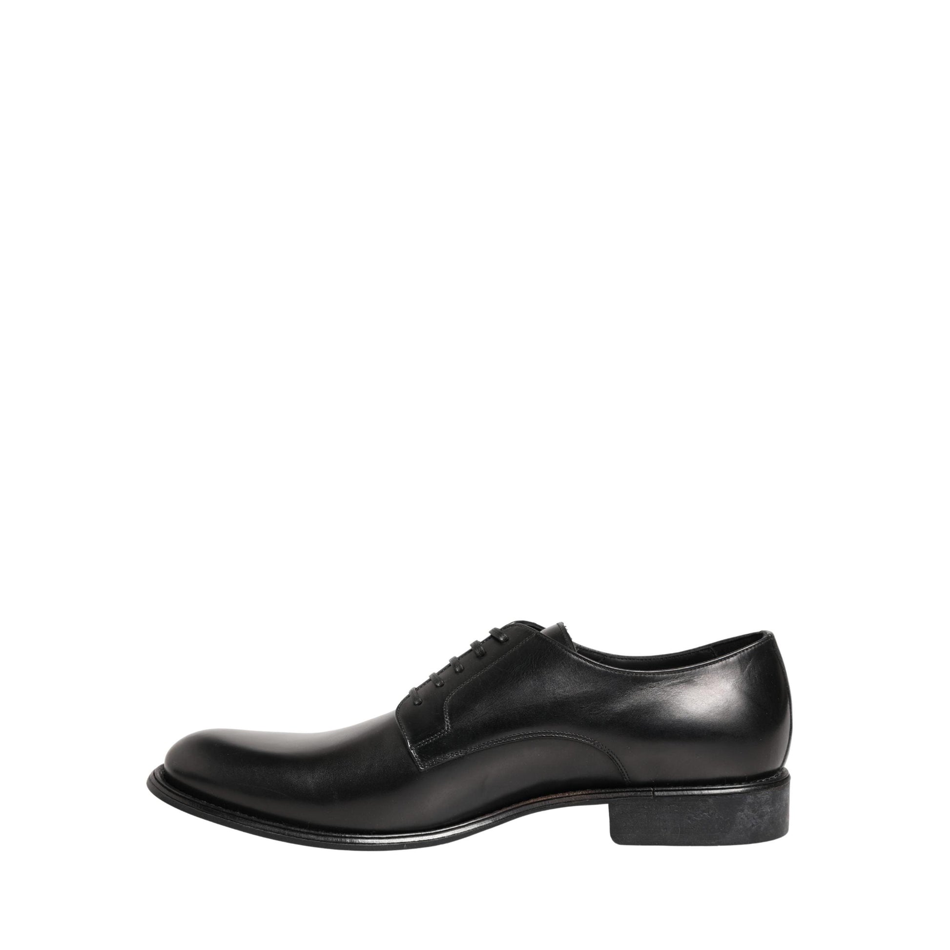 Dolce & Gabbana Black Calfskin Leather Derby Men Dress Shoes