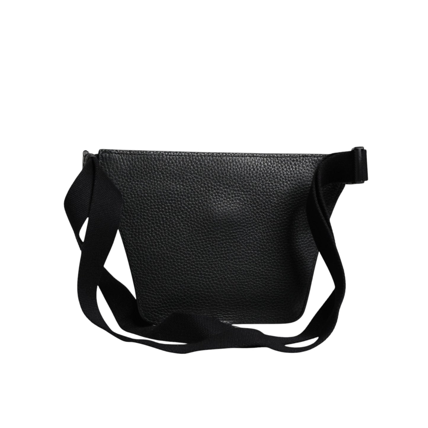 Dolce & Gabbana Black Calfskin Logo Plaque Belt Waist Men Fanny Pack Bag
