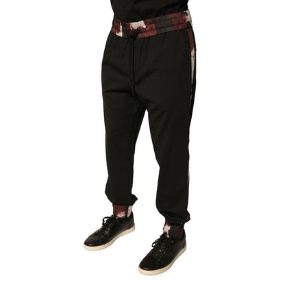 Dolce & Gabbana Black Camouflage Wool Jogger Sweatpants Pants
