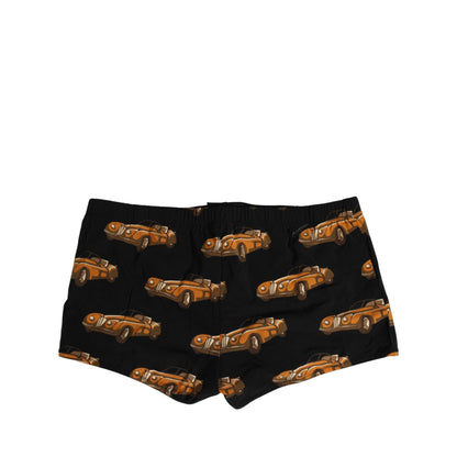 Dolce & Gabbana Black Car Print Swim Trunk Beachwear Swimwear