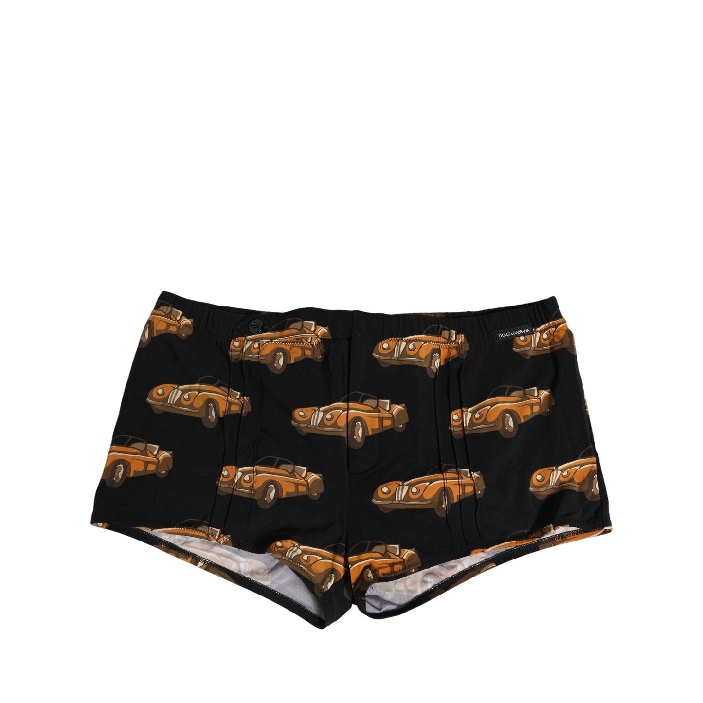 Dolce & Gabbana Black Car Print Swim Trunk Beachwear Swimwear