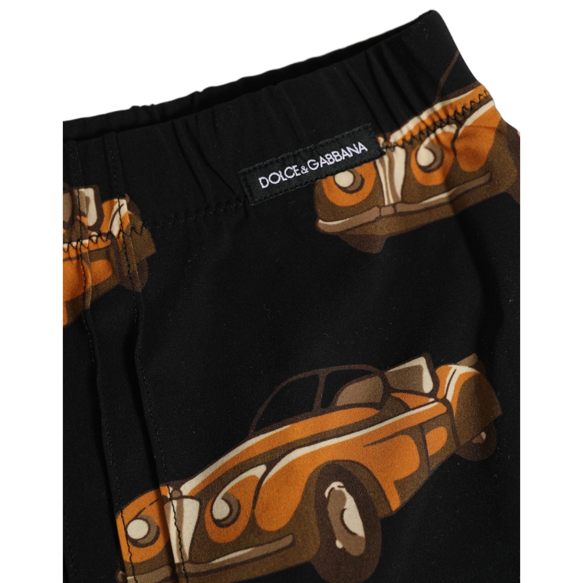 Dolce & Gabbana Black Car Print Swim Trunk Beachwear Swimwear