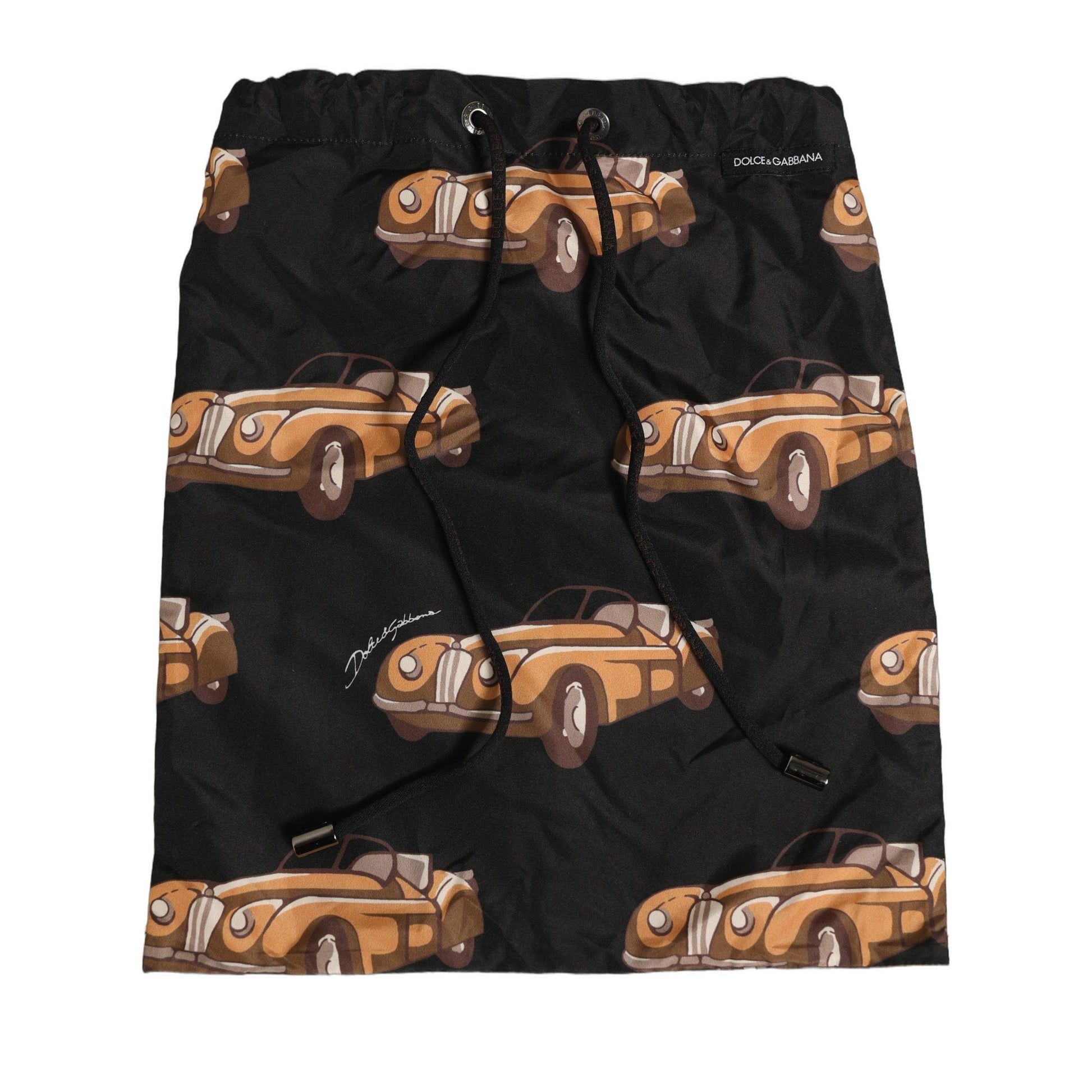 Dolce & Gabbana Black Car Print Swim Trunk Beachwear Swimwear