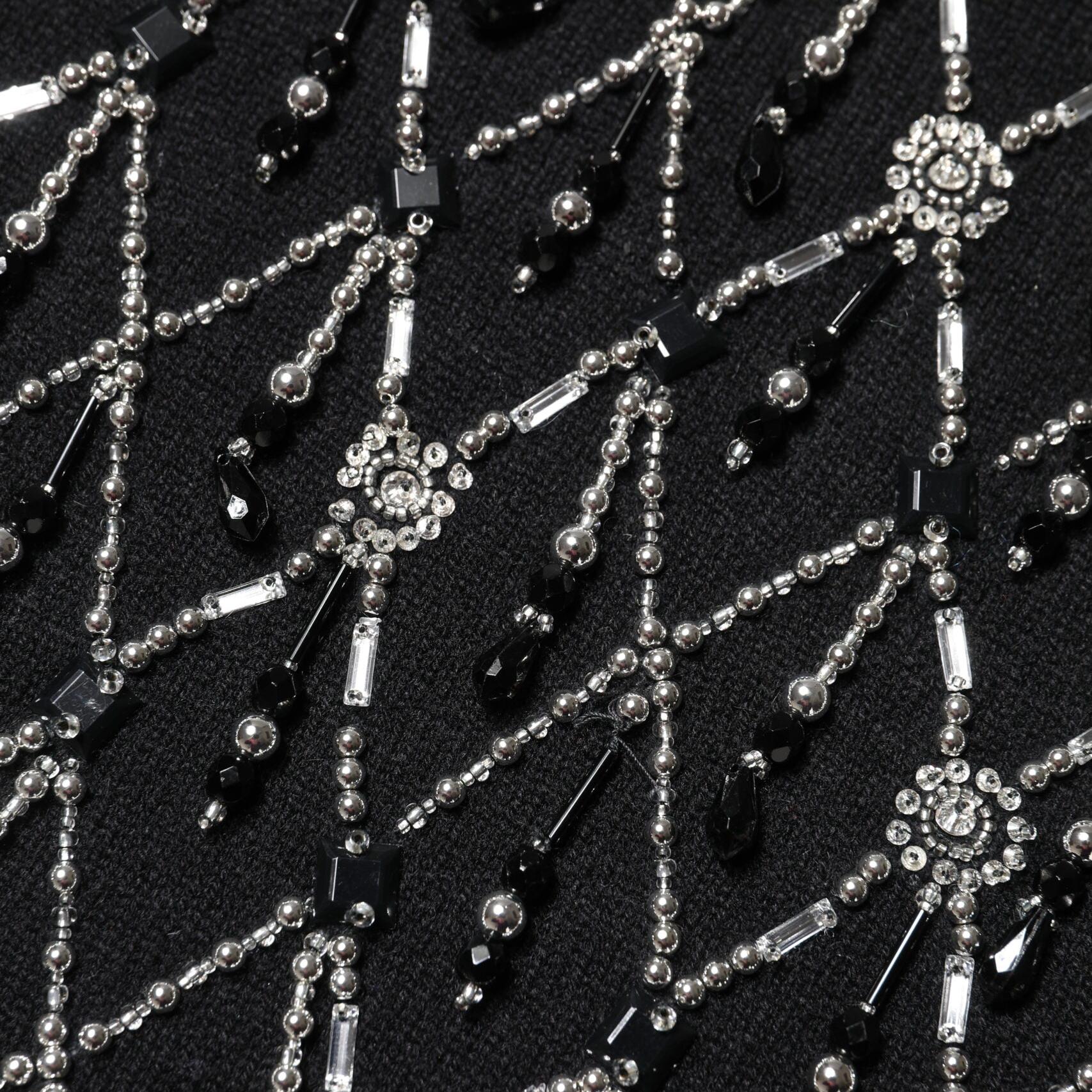 Dolce & Gabbana Black Cashmere Embellished Long Sleeves Top