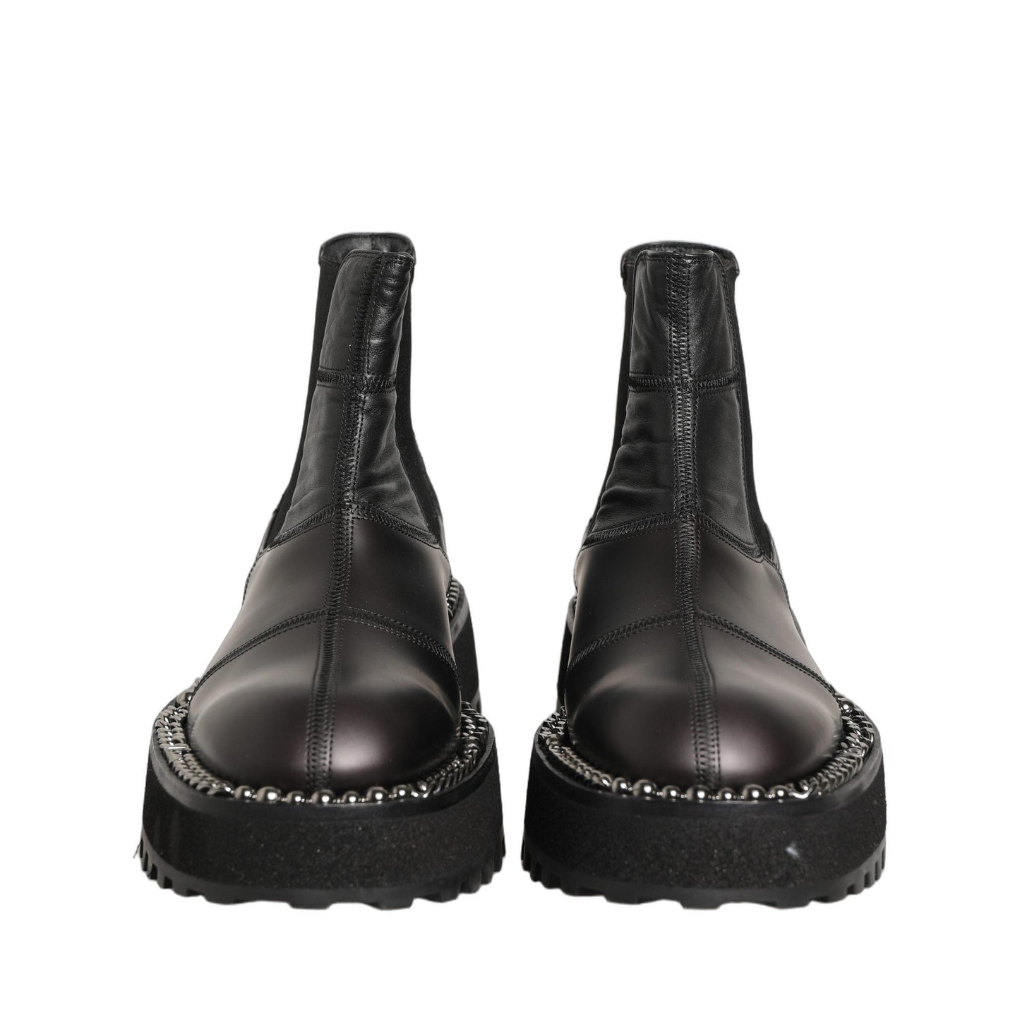 Dolce & Gabbana Black Chelsea Boots Leather Slip On Men Shoes