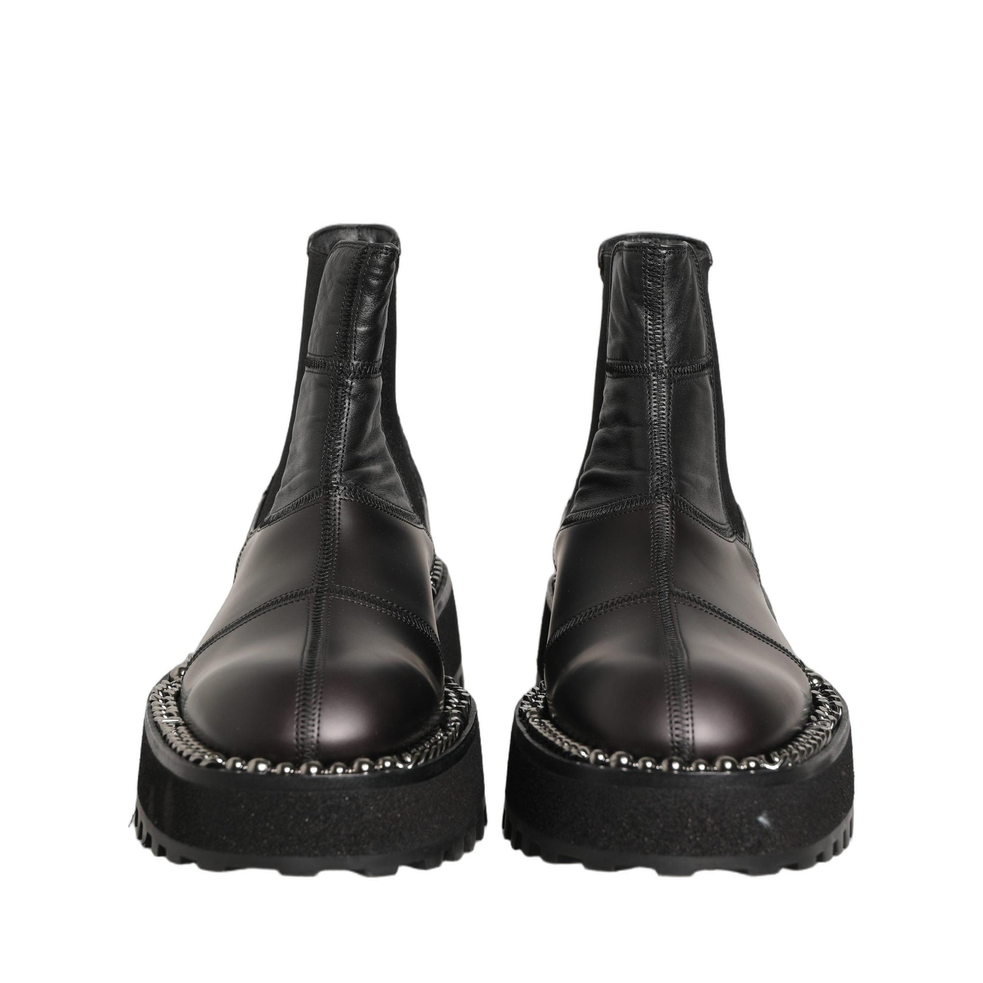 Dolce & Gabbana Black Chelsea Boots Leather Slip On Men Shoes