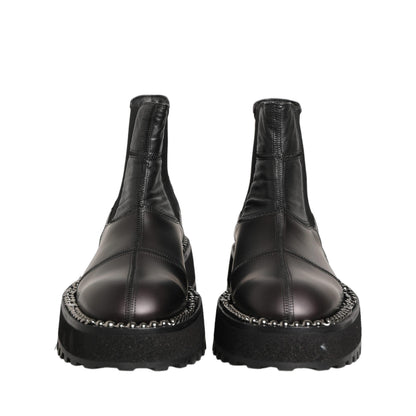 Dolce & Gabbana Black Chelsea Boots Leather Slip On Men Shoes
