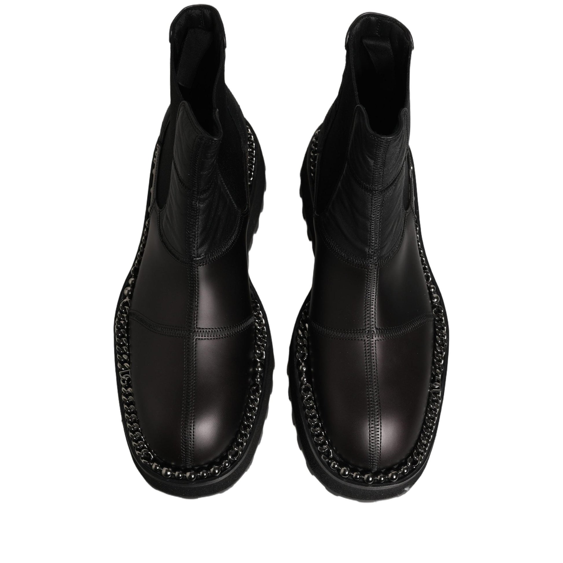 Dolce & Gabbana Black Chelsea Boots Leather Slip On Men Shoes