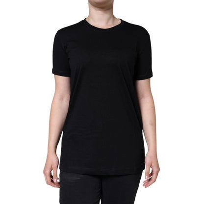 Dolce & Gabbana Black Cotton Crew Neck Short Sleeve T-shirt