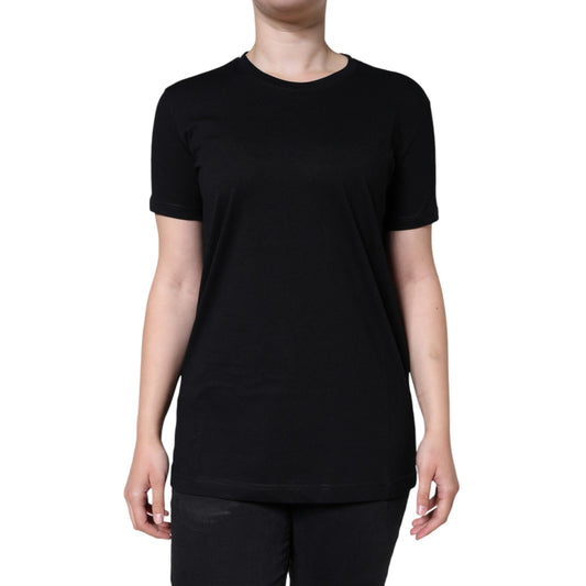 Dolce & Gabbana Black Cotton Crew Neck Short Sleeve T-shirt