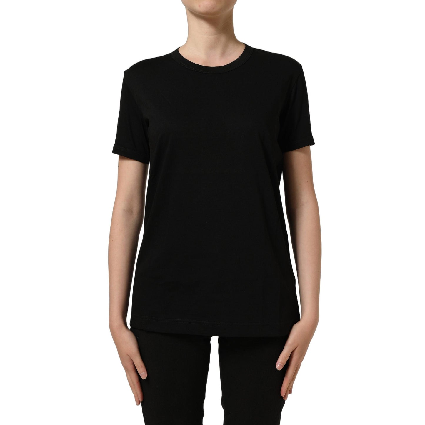 Dolce & Gabbana Black Cotton Crew Neck Short Sleeves T-shirt