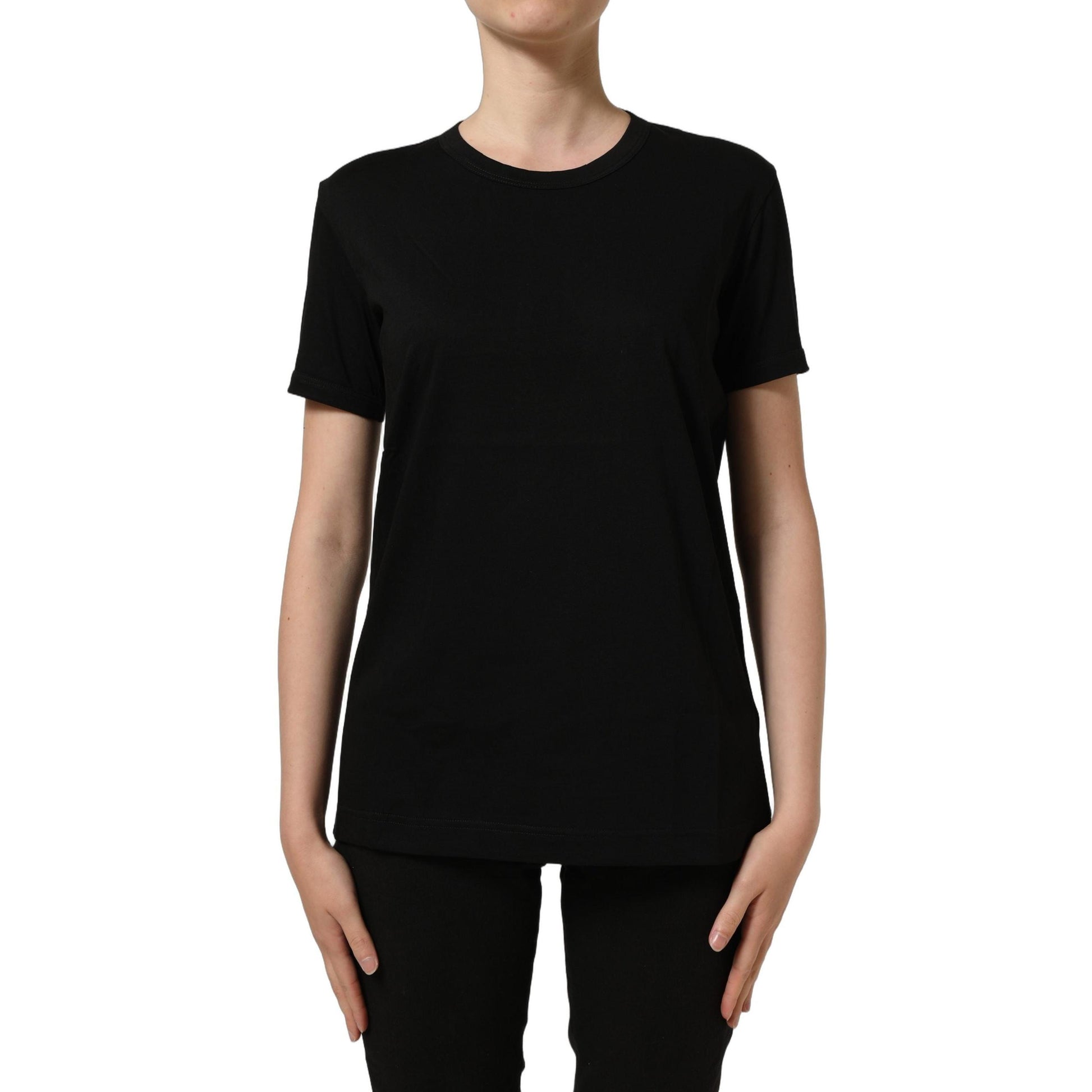Dolce & Gabbana Black Cotton Crew Neck Short Sleeves T-shirt