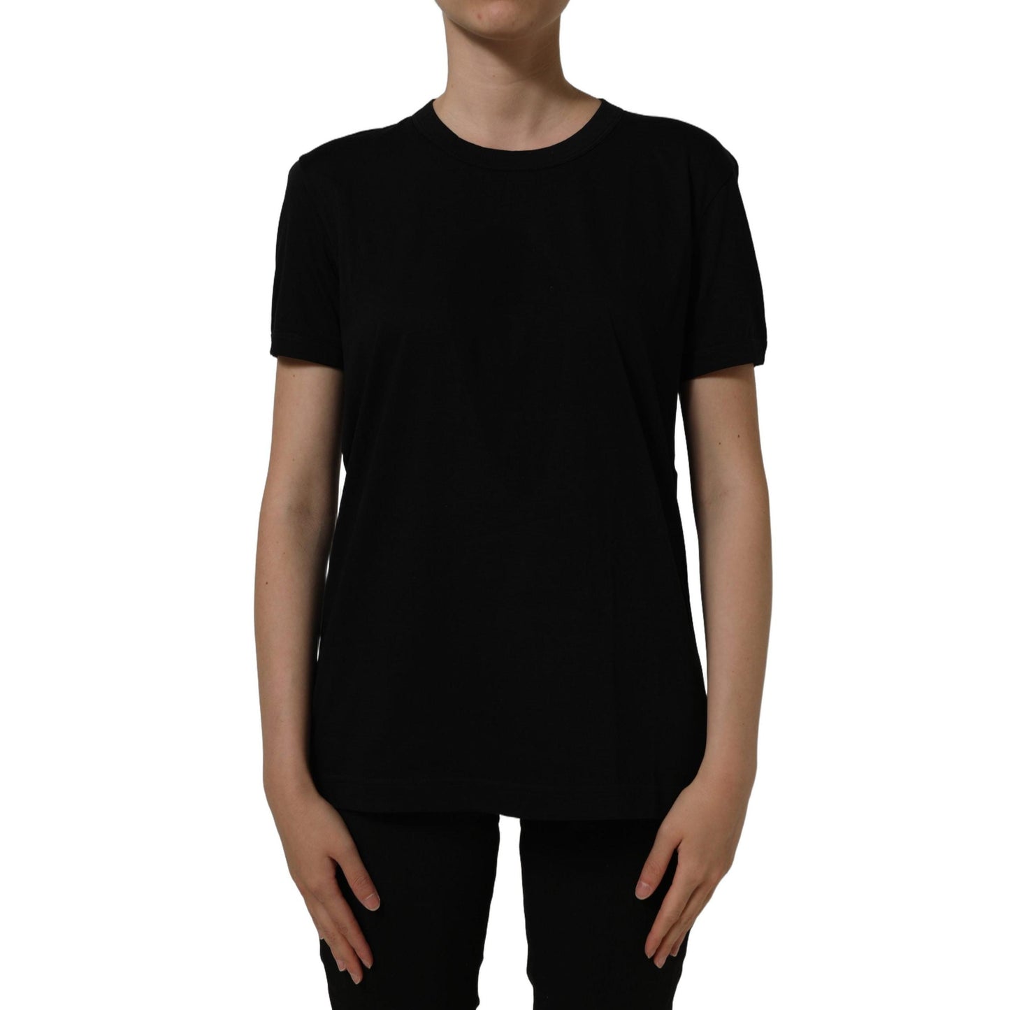 Dolce & Gabbana Black Cotton Crew Neck Short Sleeves T-shirt