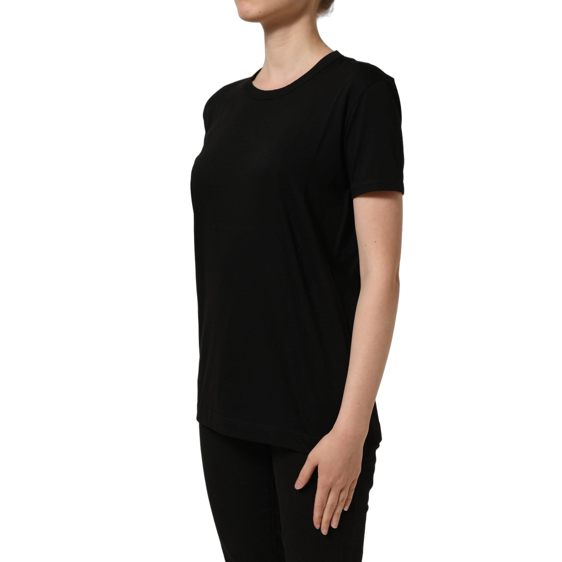 Dolce & Gabbana Black Cotton Crew Neck Short Sleeves T-shirt
