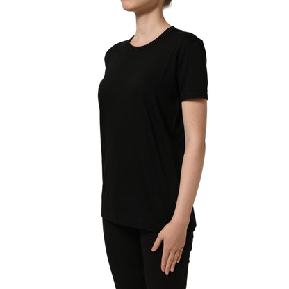 Dolce & Gabbana Black Cotton Crew Neck Short Sleeves T-shirt